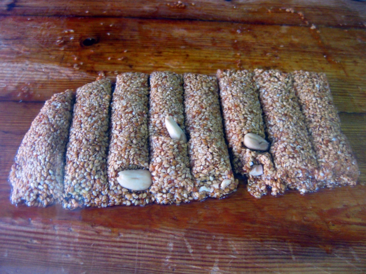 Towel, book, pistachio pasteli