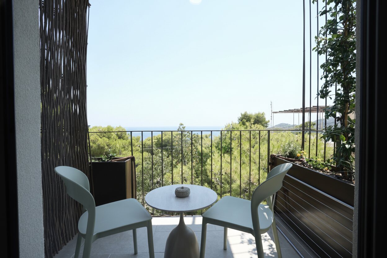 A day in the room — tall doors, bougainvillea